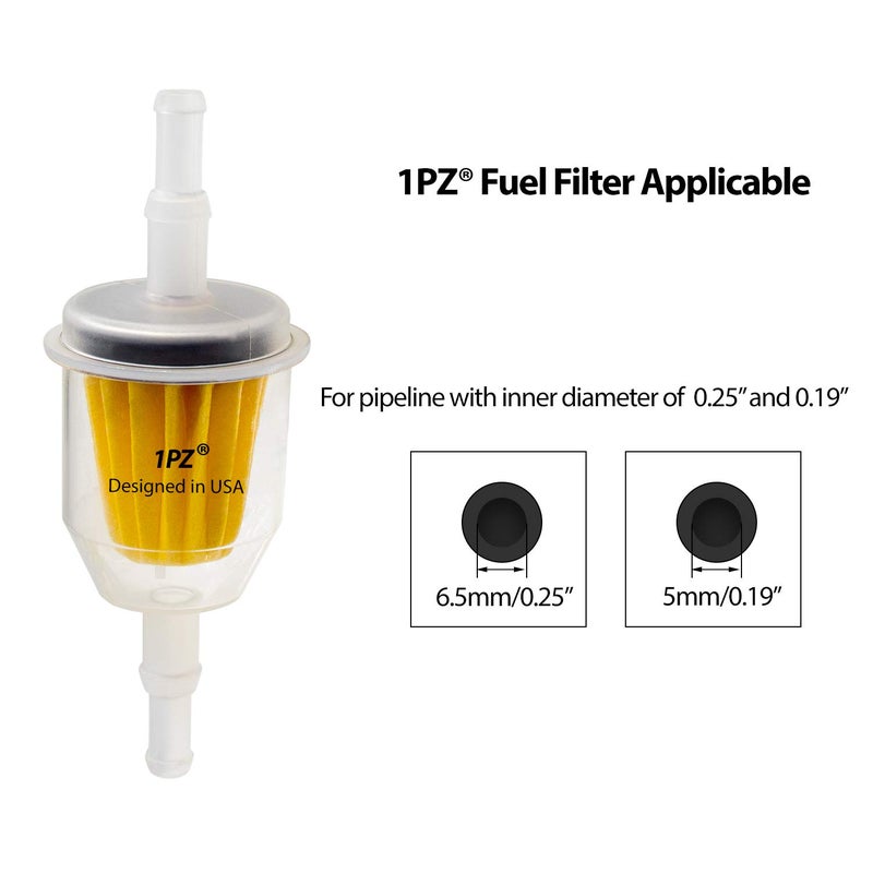 1PZ GL5-C20 3/16 & 1/4 Inch ID Gas Fuel Line Tubing Hose Clamps and Fuel Filter Set for Kawasaki Kohler Briggs & Stratton Small Engines - Image 2